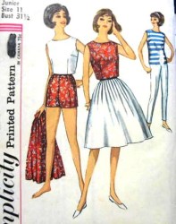 4948 SIMPLICITY 1960s JR FLARE SKIRT, TOPS, PANTS LENGTHS PATTERN 11, 31.5''B